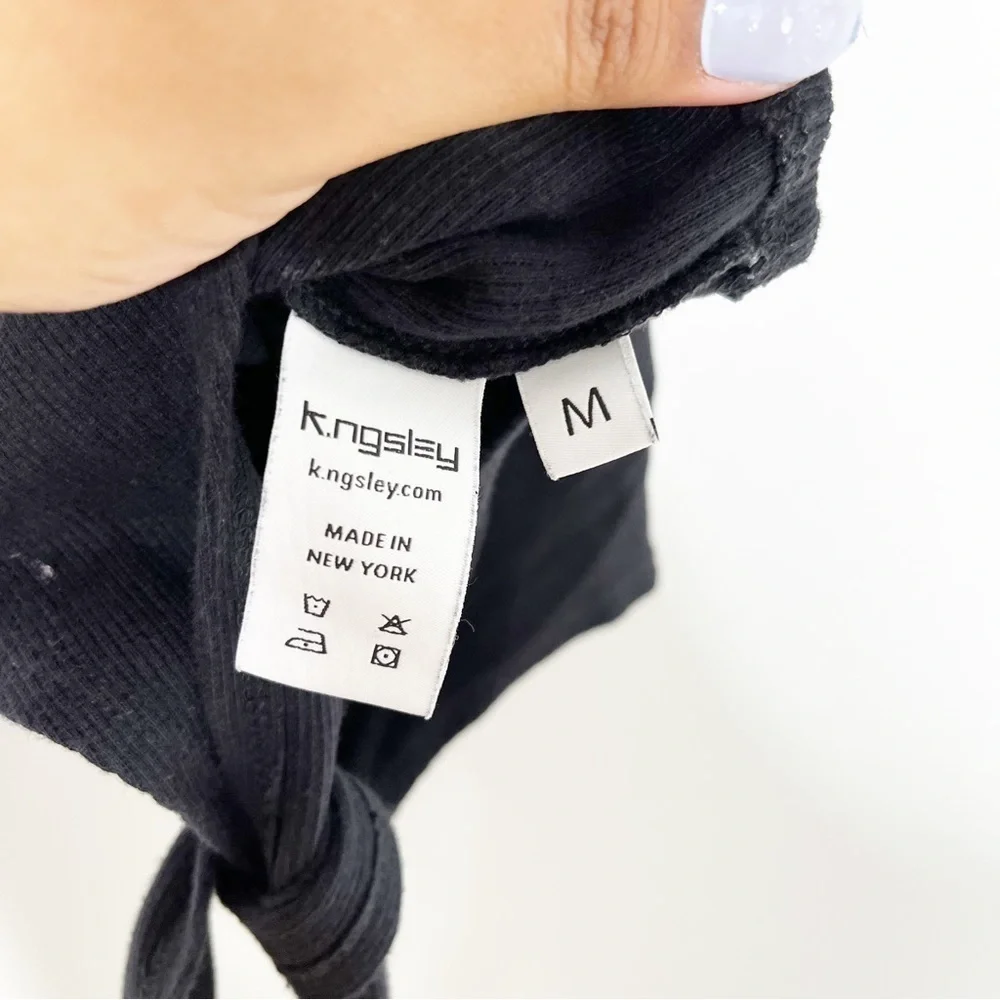 K.NGSLEY Black Ribbed Cutout Halter Crop Top - Picture 9 of 10